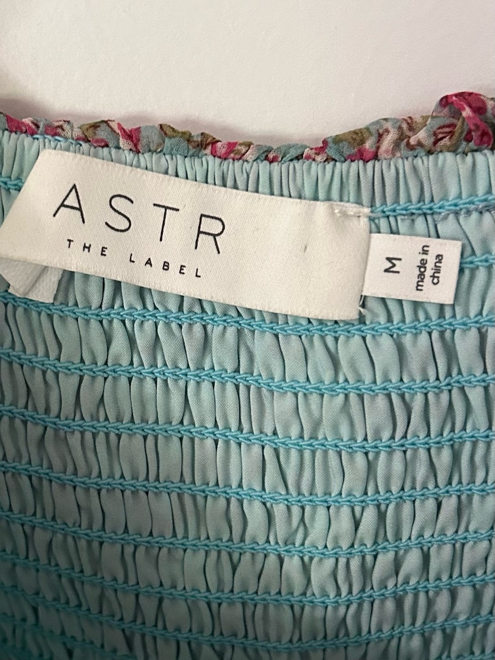ASTR The Label Blue Pink Floral Ruched Mini Dress Size M Cottagecore Romance - Picture 10 of 11